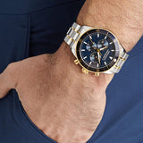 Movado Heritage Calendoplan Chronograph Blue Dial Two Tone Steel Strap Watch For Men - 3650126 Authentic Buy Shop Now