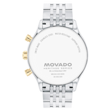 Movado Heritage Calendoplan Chronograph Black Dial Silver Steel Strap Watch for Men - 3650014 Authentic Buy Shop Now