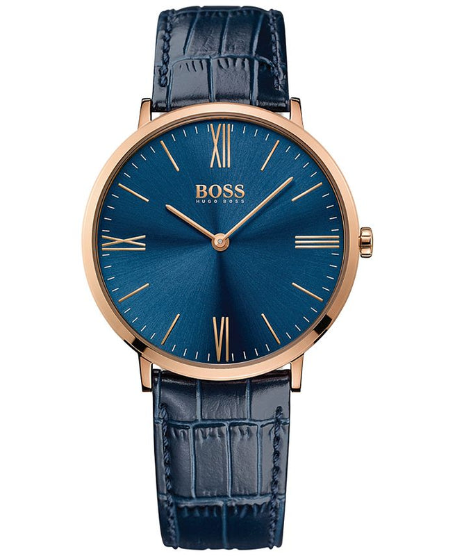 Hugo Boss Jackson Blue Dial Black Leather Strap Watch for Men - 1513371 Authentic Buy Shop Now