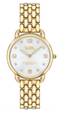 Coach Delancey Slim Silver Dial Gold Steel Strap Watch For Women - 14502782 Authentic Buy Shop Now