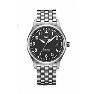 IWC Pilot’s Watch Mark XVIII Black Dial Silver Steel Strap Watch for Men - IW327015 Authentic Buy Shop Now
