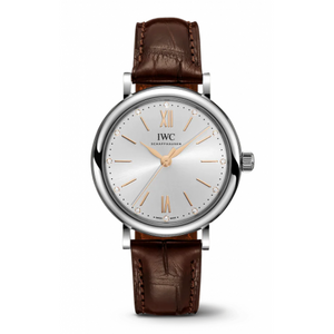 IWC Portofino Automatic Silver Dial Brown Leather Strap Watch for Women - IW357403 Authentic Buy Shop Now