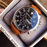 Michael Kors Gage Chronograph Quartz Black Dial Brown Leather Strap Watch For Men - MK8333 Authentic Buy Shop Now