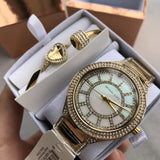 Michael Kors Kerry Mother of Pearl Dial Gold Steel Strap Watch for Women - MK3312 Authentic Buy Shop Now