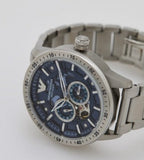 Emporio Armani Mario Chronograph Automatic Blue Dial Silver Steel Strap Watch For Men - AR60052 Authentic Buy Shop Now