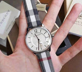 Burberry The Classic Horseferry Silver Dial Black Leather Strap Watch for Men - BU10002 Authentic Buy Shop Now
