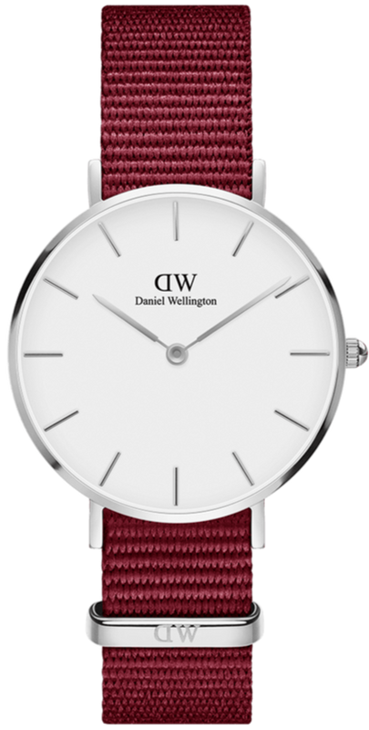 Daniel Wellington Roselyn 3A Petite White Dial Ruby Red NATO Strap Watch For Women - DW00100292 Authentic Buy Shop Now