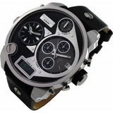 Diesel Mr Daddy Chronograph White Dial Black Leather Strap Watch For Men - DZ7125 Authentic Buy Shop Now