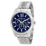 Michael Kors Lexington Chronograph Blue Dial Silver Steel Strap Watch for Men - MK8280 Authentic Buy Shop Now
