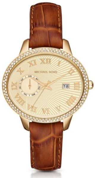 Michael Kors Whitley Quartz Gold Dial Brown Leather Strap Watch For Women - MK2428 Authentic Buy Shop Now