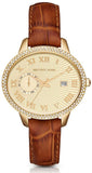 Michael Kors Whitley Quartz Gold Dial Brown Leather Strap Watch For Women - MK2428 Authentic Buy Shop Now