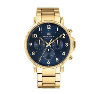 Tommy Hilfiger Daniel Chronograph Blue Dial Gold Steel Strap Watch for Men - 1710384 Authentic Buy Shop Now