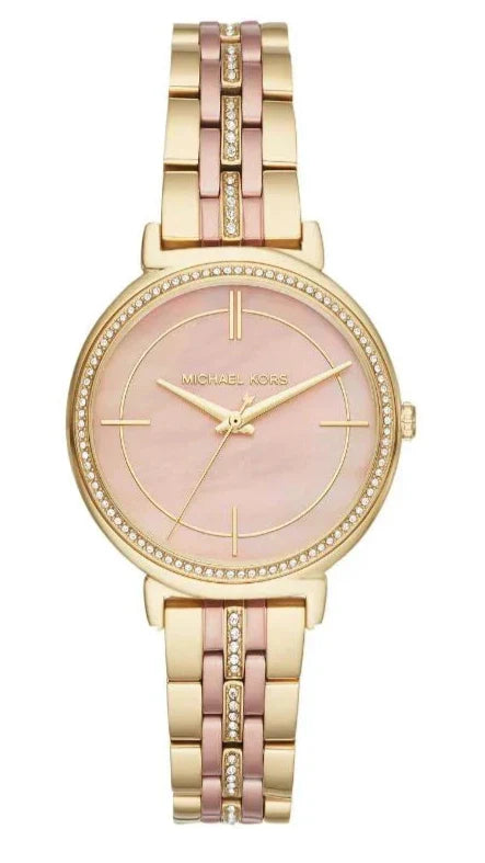 Michael Kors Cinthia Mother of Pearl Rose Gold Dial Two Tone Steel Strap Watch for Women - MK3860 Authentic Buy Shop Now