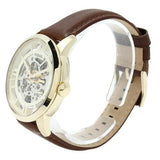 Fossil Townsman Automatic Skeleton Gold Dial Brown Leather Strap Watch for Men - ME3043 Authentic Buy Shop Now