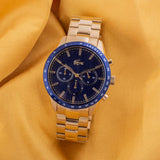 Lacoste Boston Blue Dial Gold Steel Strap Watch for Men - 2011096 Authentic Buy Shop Now