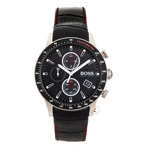 Hugo Boss Rafale Chronograph Black Dial Black Leather Strap Watch For Men - 1513390 Authentic Buy Shop Now