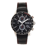 Hugo Boss Rafale Chronograph Black Dial Black Leather Strap Watch For Men - 1513390 Authentic Buy Shop Now