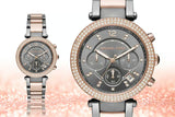 Michael Kors Parker Chronograph Grey Dial Two Tone Steel Strap Watch For Women - MK6440 Authentic Buy Shop Now