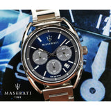 Maserati Trimarano Chronograph Blue Dial Silver Steel Strap Watch For Men - R8873632004 Authentic Buy Shop Now