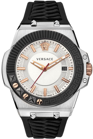 Versace Chain Reaction Quartz White Dial Black Rubber Strap Watch for Men - VEDY00219 Authentic Buy Shop Now