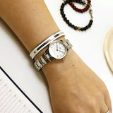 Daniel Wellington Iconic Link White Dial Silver Steel Strap Watch For Women - DW00100207 Authentic Buy Shop Now