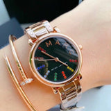 Marc Jacobs Roxy Black Dial Rose Gold Steel Strap Watch for Women - MJ3569 Authentic Buy Shop Now