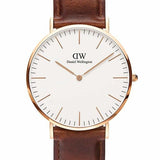 Daniel Wellington Classic St Mawes White Dial Brown Leather Strap Watch For Men - DW00100006 Authentic Buy Shop Now