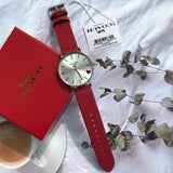 Coach Perry Silver Dial Red Leather Strap Watch for Women - 14503515 Authentic Buy Shop Now