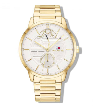 Tommy Hilfiger Hunter White Dial Gold Steel Strap Watch for Men - 1791609 Authentic Buy Shop Now