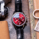 Tag Heuer Carrera Automatic Chronograph Red Dial Black Leather Strap Watch for Men - CBK221G.FC6479 Authentic Buy Shop Now