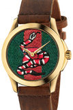 Gucci G Timeless Quartz Green & Red Dial Brown Leather Strap Watch For Men - YA126451 Authentic Buy Shop Now
