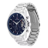 Tommy Hilfiger Baker Quartz Blue Dial Silver Steel Strap Watch For Men - 1710448 Authentic Buy Shop Now