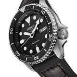 Seiko 5 Sports SKX Automatic Black Dial Black Leather Strap Watch for Men - SRPD55K2 Authentic Buy Shop Now