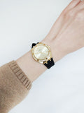 Guess Cosmo Diamonds Gold Dial Black Rubber Strap Watch for Women - GW0034L1 Authentic Buy Shop Now
