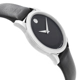 Movado Museum Classic Black Dial Black Leather Strap Watch For Women - 0606503 Authentic Buy Shop Now
