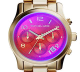 Michael Kors Runway Iridescent Pink Dial Gold Steel Strap Watch for Women - MK5939 Authentic Buy Shop Now