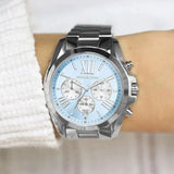 Michael Kors Bradshaw Chronograph Blue Dial Silver Steel Strap Watch For Women - MK6099 Authentic Buy Shop Now
