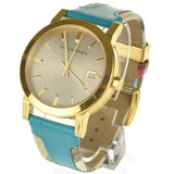Burberry The City Gold Dial Blue Leather Strap Watch for Women - BU9018 Authentic Buy Shop Now