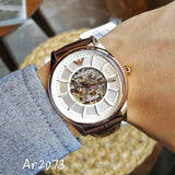 Emporio Armani Epoca White Skeletal Dial Black Leather Strap Watch For Men - AR2073 Authentic Buy Shop Now