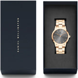 Daniel Wellington Iconic Link Grey Dial Gold Steel Strap Watch For Women - DW00100334 Authentic Buy Shop Now
