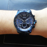 Guess Horizon Chronograph Black Dial Blue Steel Strap Watch For Men - W0379G5 Authentic Buy Shop Now