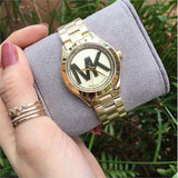 Michael Kors Slim Runway Gold Dial Gold Steel Strap Watch for Women - MK3477 Authentic Buy Shop Now