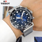 Tissot Seastar 1000 Chronograph Blue Dial Silver Mesh Bracelet Watch For Men - T120.417.11.041.02 Authentic Buy Shop Now