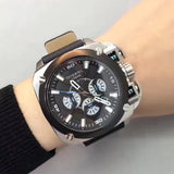 Diesel BAMF Chronograph Black Dial Black Leather Strap Watch For Men - DZ7345 Authentic Buy Shop Now