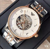 Emporio Armani Meccanico White Dial Two Tone Steel Strap Watch For Men - AR1921 Authentic Buy Shop Now