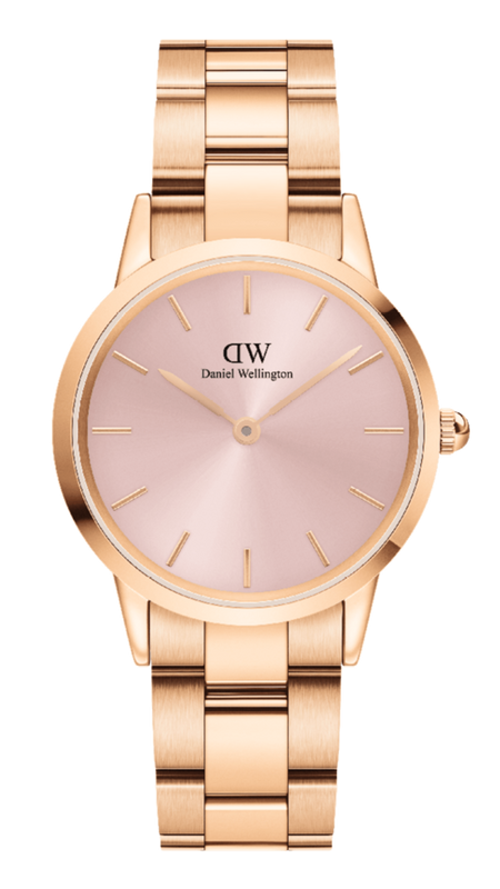Daniel Wellington Iconic Link Pink Dial Rose Gold Steel Strap Watch For Women - DW00100335 Authentic Buy Shop Now