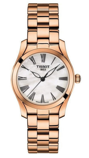 Tissot T Wave Mother of Pearl Dial Rose Gold Steel Strap Watch For Women - T112.210.33.113.00 Authentic Buy Shop Now