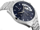 Tommy Hilfiger Baker Quartz Blue Dial Silver Steel Strap Watch For Men - 1710448 Authentic Buy Shop Now