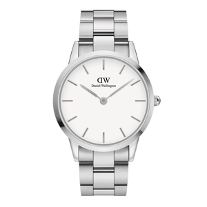 Daniel Wellington Iconic Link White Dial Silver Steel Strap Watch For Women - DW00100207 Authentic Buy Shop Now