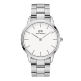 Daniel Wellington Iconic Link White Dial Silver Steel Strap Watch For Women - DW00100207 Authentic Buy Shop Now